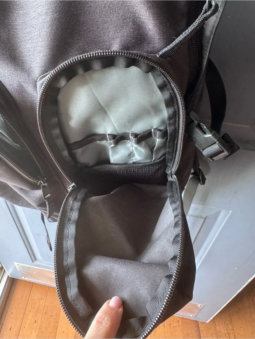 The North Face Mini Crevasse Black Backpack with Dual Front Pouches